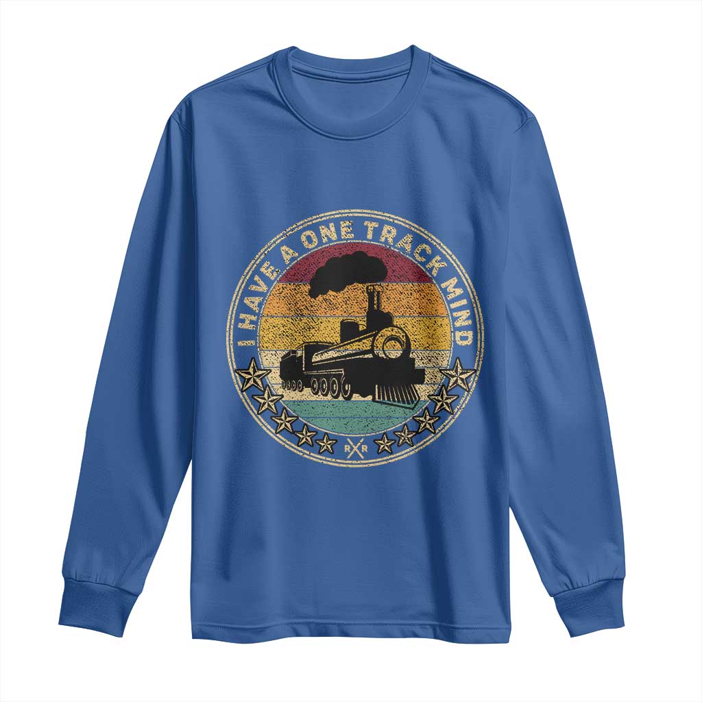 Funny I Have A One Track Mind Long Sleeve Shirt Train Railroad Retro Engine Model