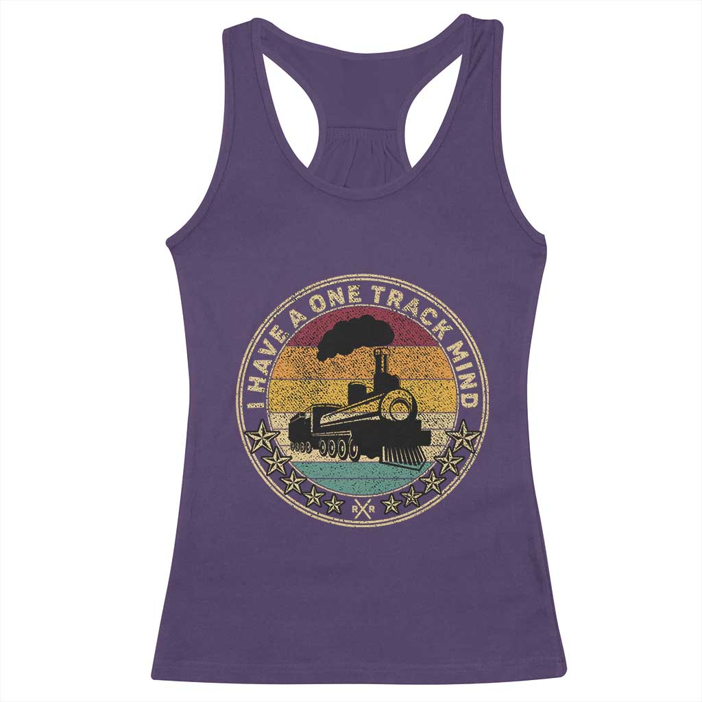 Funny I Have A One Track Mind Racerback Tank Top Train Railroad Retro Engine Model