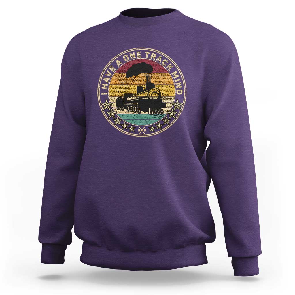 Funny I Have A One Track Mind Sweatshirt Train Railroad Retro Engine Model