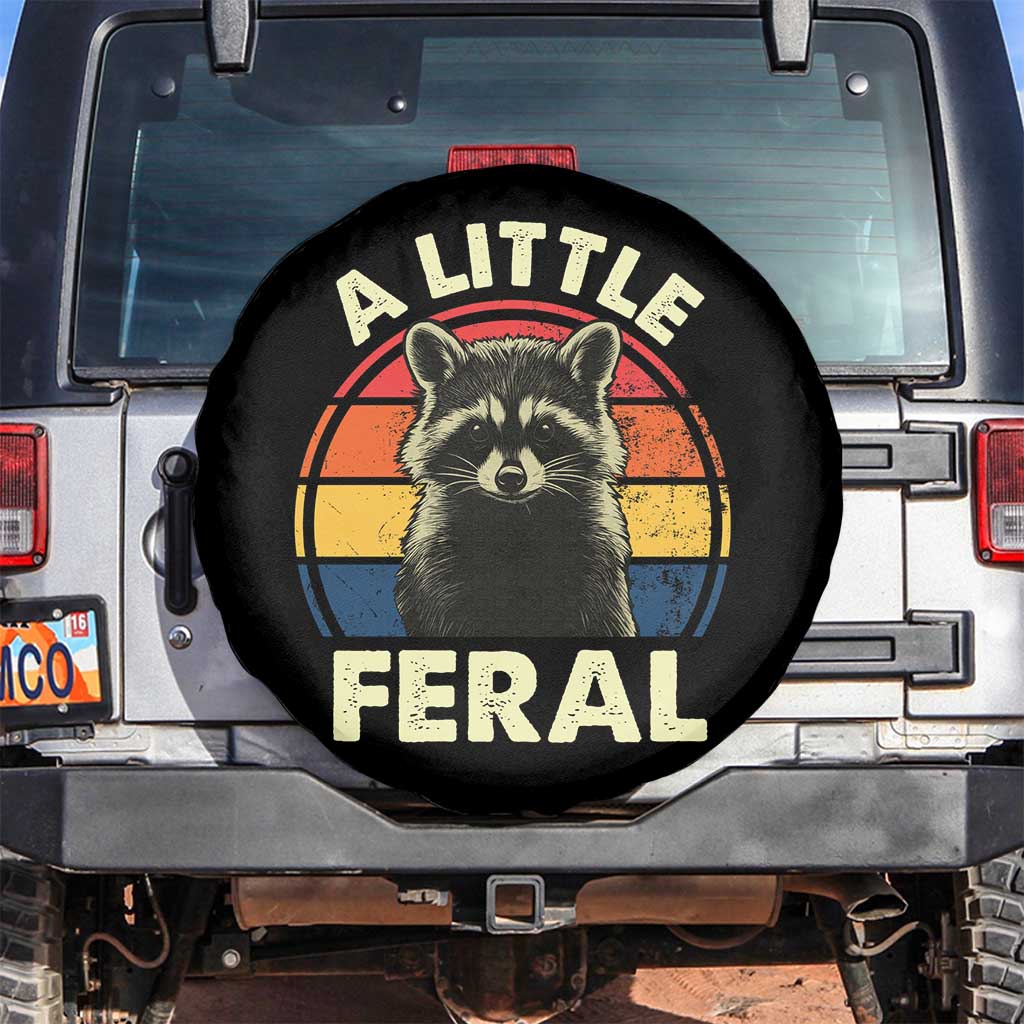 Funny Raccoon Spare Tire Cover A Little Feral Trash Panda Meme Retro