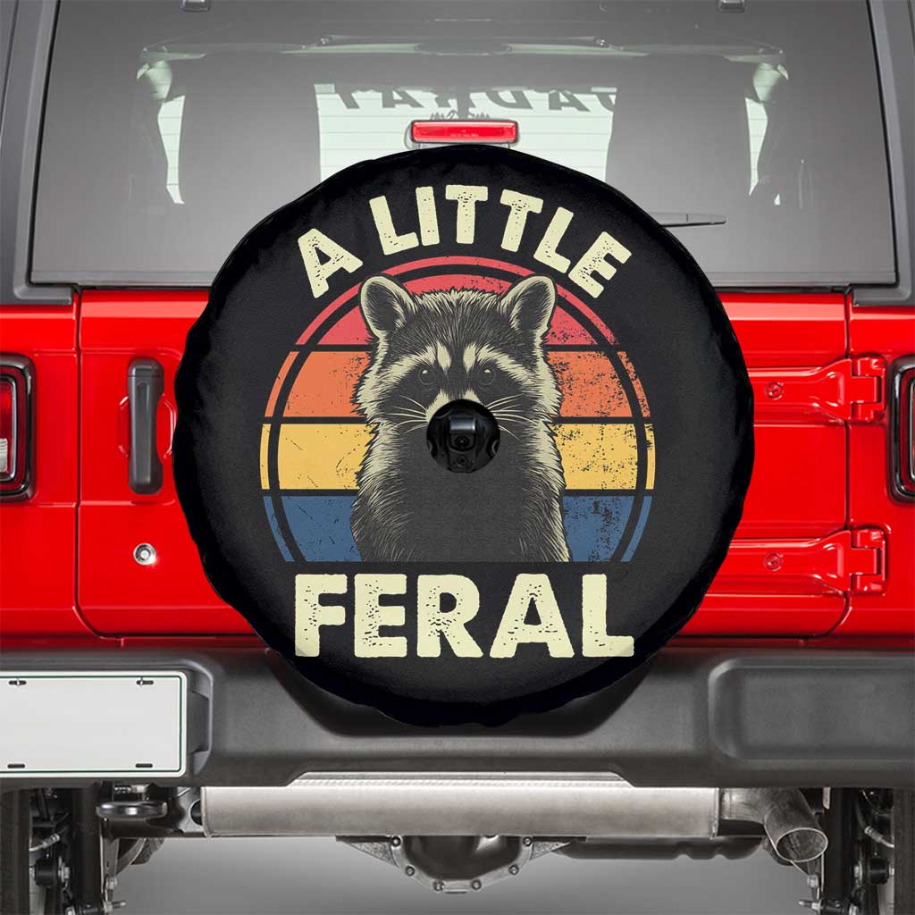 Funny Raccoon Spare Tire Cover A Little Feral Trash Panda Meme Retro