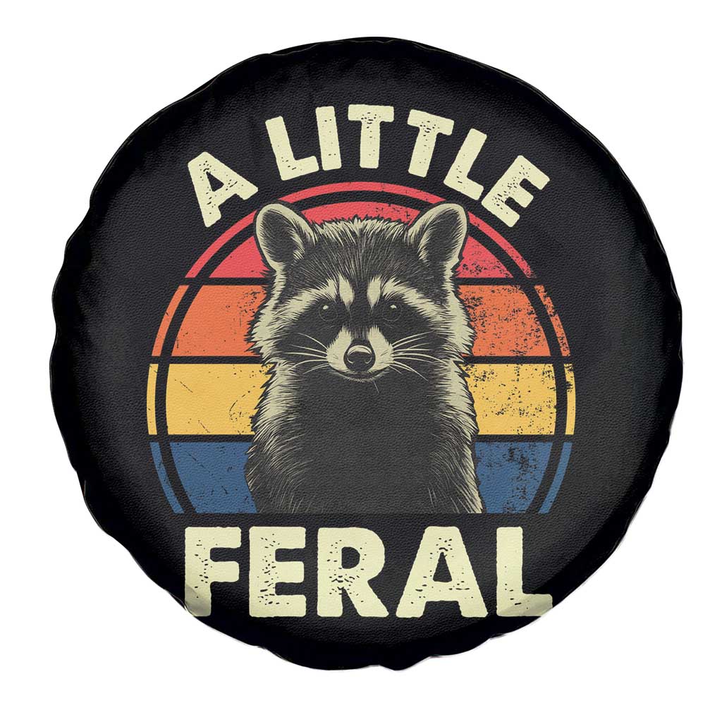 Funny Raccoon Spare Tire Cover A Little Feral Trash Panda Meme Retro