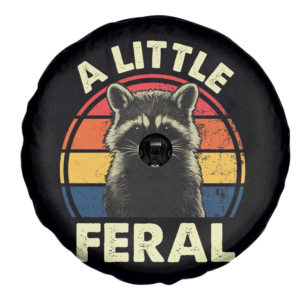 Funny Raccoon Spare Tire Cover A Little Feral Trash Panda Meme Retro