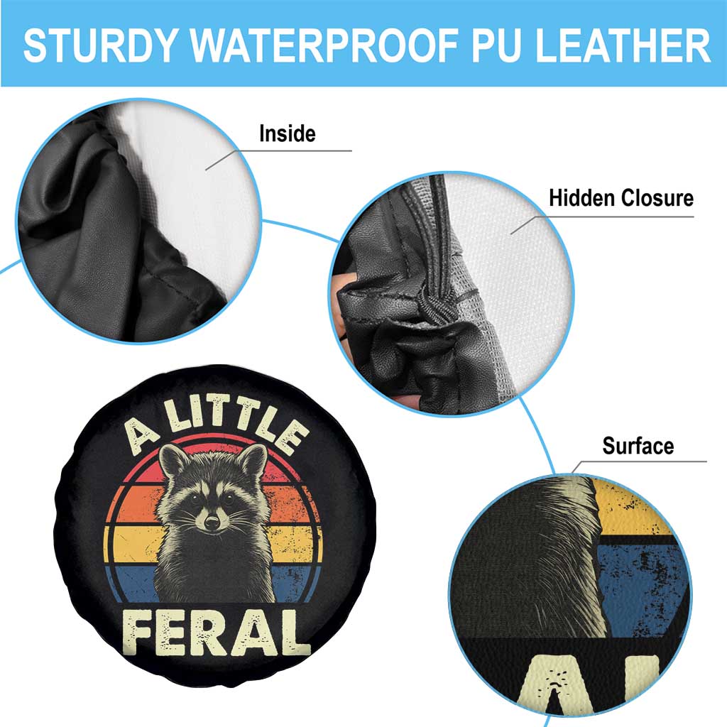 Funny Raccoon Spare Tire Cover A Little Feral Trash Panda Meme Retro