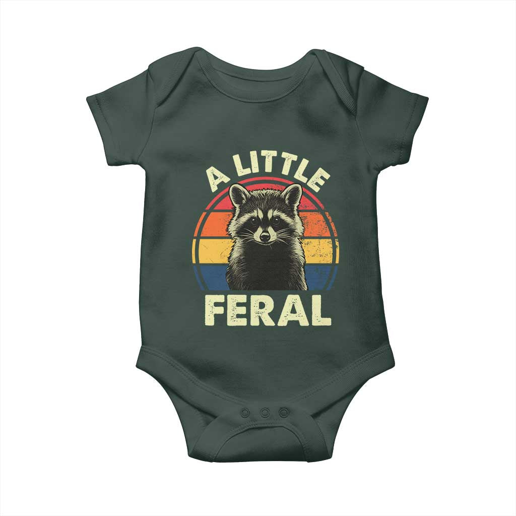 Funny Raccoon Baby Onesie A Little Feral Trash Panda Meme Retro