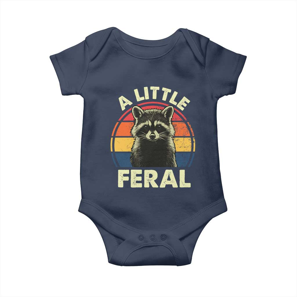 Funny Raccoon Baby Onesie A Little Feral Trash Panda Meme Retro