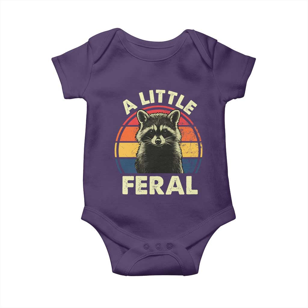 Funny Raccoon Baby Onesie A Little Feral Trash Panda Meme Retro