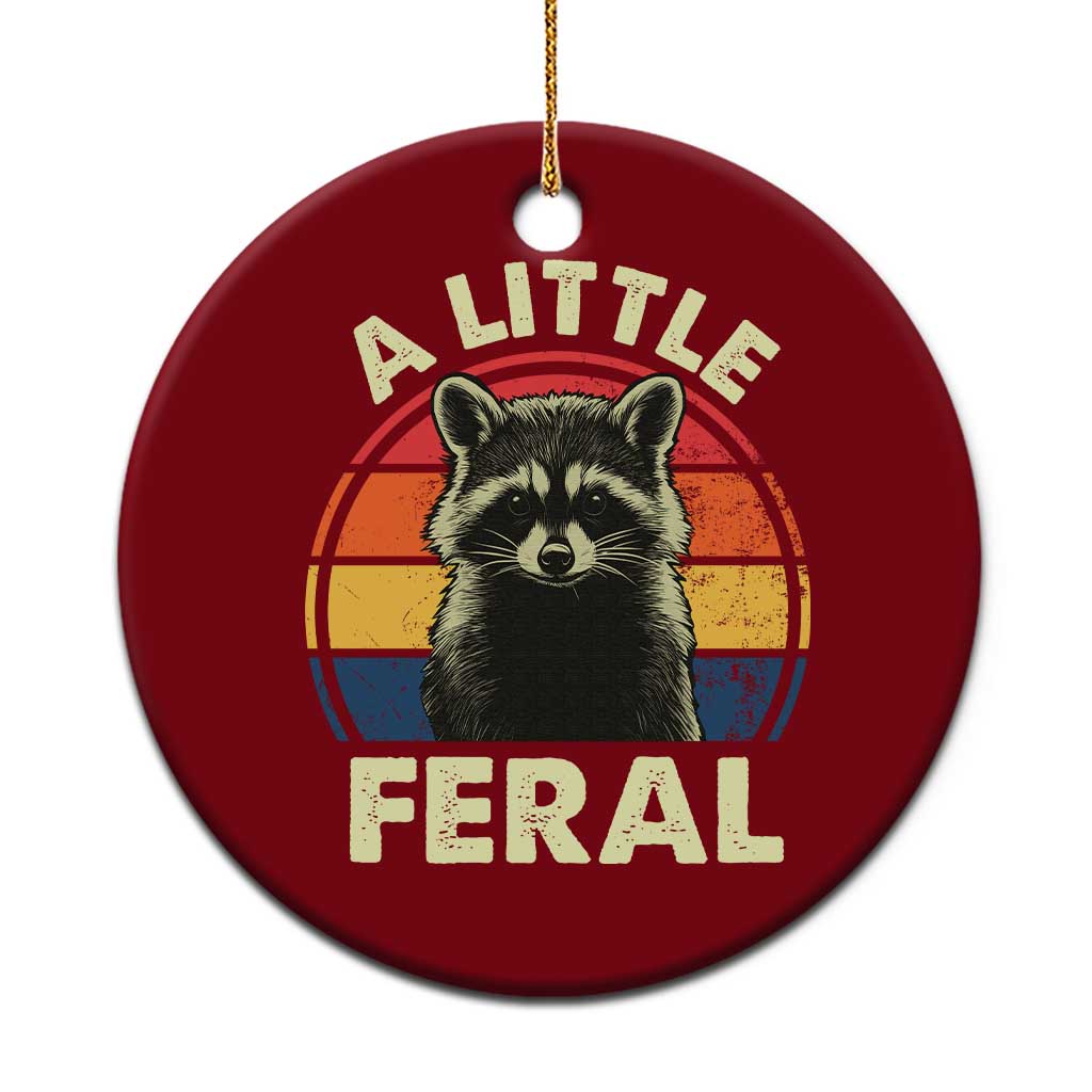 Funny Raccoon Ceramic Ornament A Little Feral Trash Panda Meme Retro - Wonder Print Shop