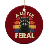 Funny Raccoon Ceramic Ornament A Little Feral Trash Panda Meme Retro - Wonder Print Shop