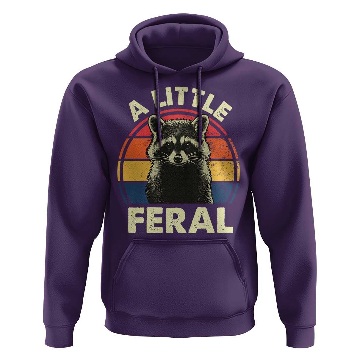 Funny Raccoon Hoodie A Little Feral Trash Panda Meme Retro