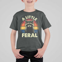 Funny Raccoon T Shirt For Kid A Little Feral Trash Panda Meme Retro