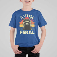 Funny Raccoon T Shirt For Kid A Little Feral Trash Panda Meme Retro