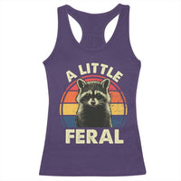 Funny Raccoon Racerback Tank Top A Little Feral Trash Panda Meme Retro