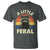 Funny Raccoon T Shirt A Little Feral Trash Panda Meme Retro