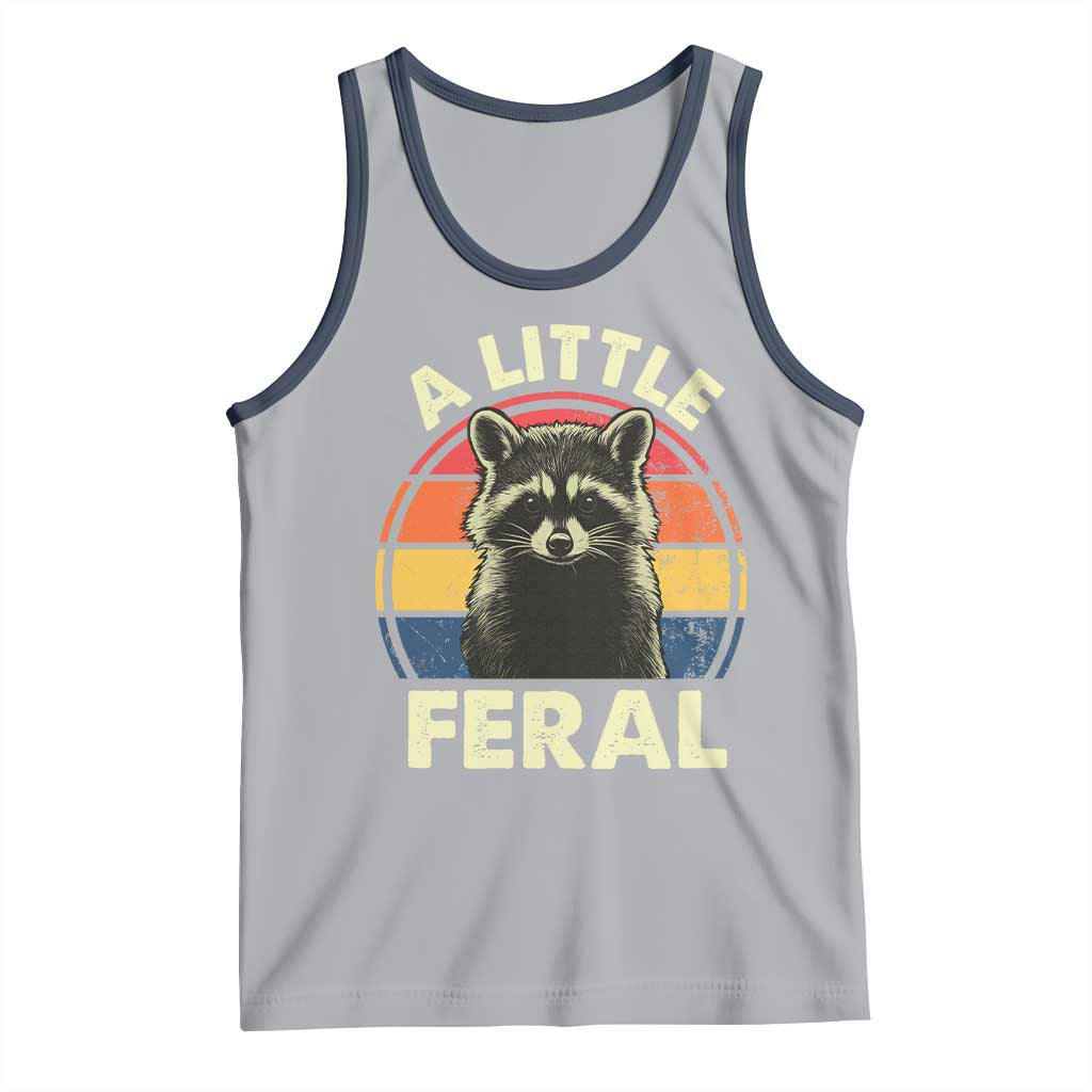 Funny Raccoon Tank Top A Little Feral Trash Panda Meme Retro
