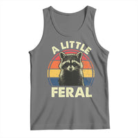 Funny Raccoon Tank Top A Little Feral Trash Panda Meme Retro