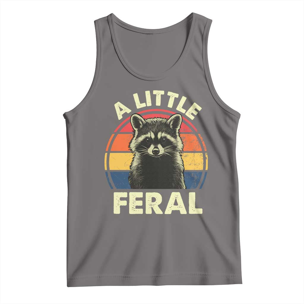 Funny Raccoon Tank Top A Little Feral Trash Panda Meme Retro