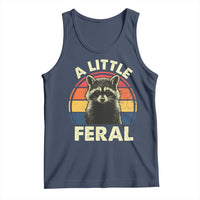 Funny Raccoon Tank Top A Little Feral Trash Panda Meme Retro