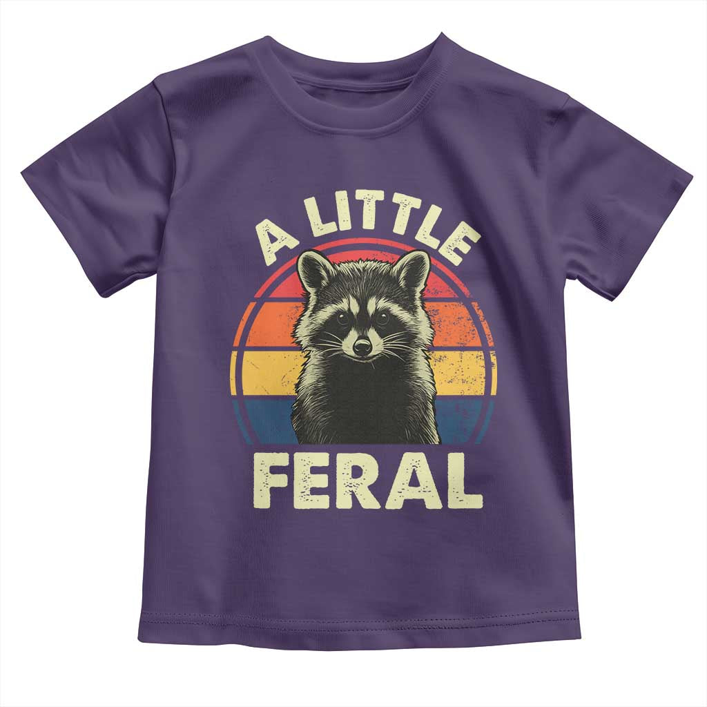 Funny Raccoon Toddler T Shirt A Little Feral Trash Panda Meme Retro