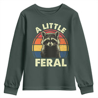 Funny Raccoon Youth Sweatshirt A Little Feral Trash Panda Meme Retro