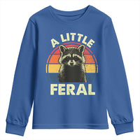 Funny Raccoon Youth Sweatshirt A Little Feral Trash Panda Meme Retro