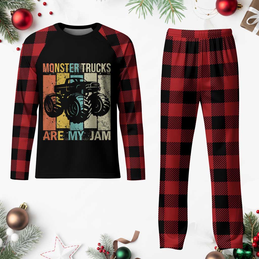 Monster Trucks Are My Jam Plaid Pajama Set Vintage Retro - Wonder Print Shop
