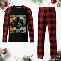 Monster Trucks Are My Jam Plaid Pajama Set Vintage Retro - Wonder Print Shop