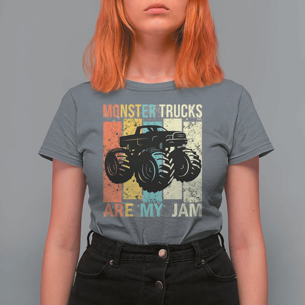 Monster Trucks Are My Jam T Shirt For Women Vintage Retro