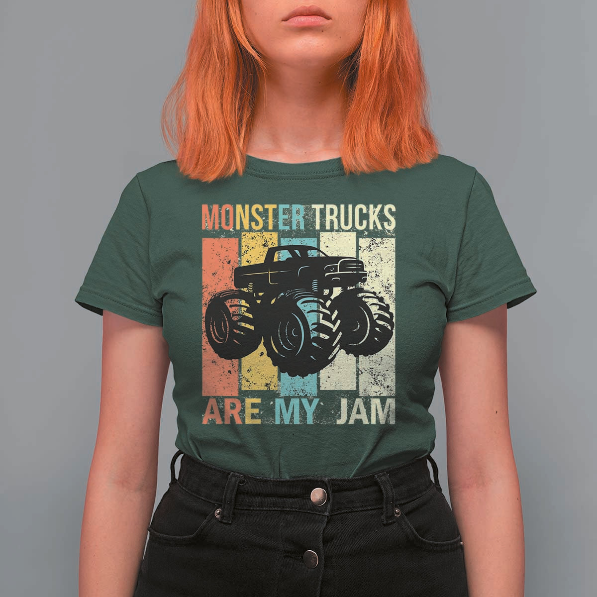 Monster Trucks Are My Jam T Shirt For Women Vintage Retro