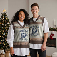 Motor Boat Captain V-Neck Knit Sweater Vest Funny Pontoon Boating Motor Boatin Lake Life - Wonder Print Shop