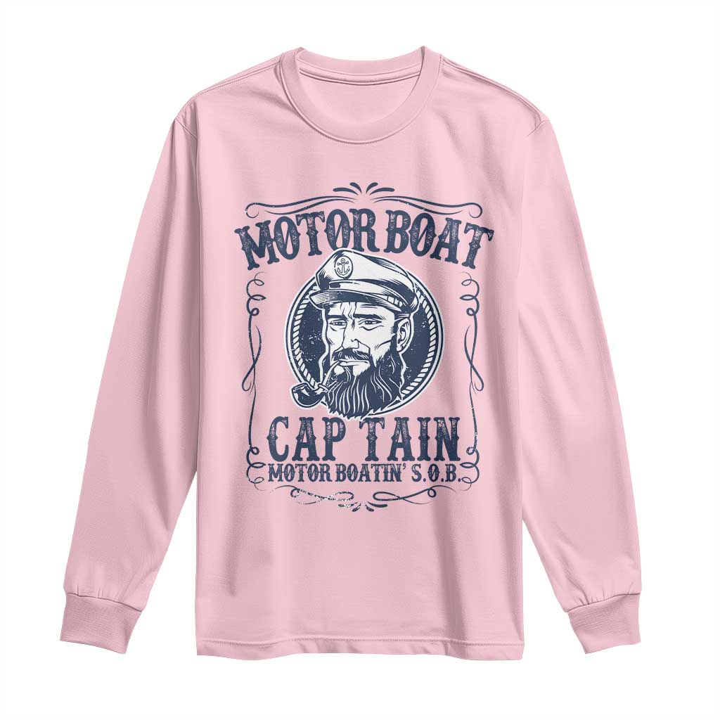 Motor Boat Captain Long Sleeve Shirt Funny Pontoon Boating Motor Boatin Lake Life