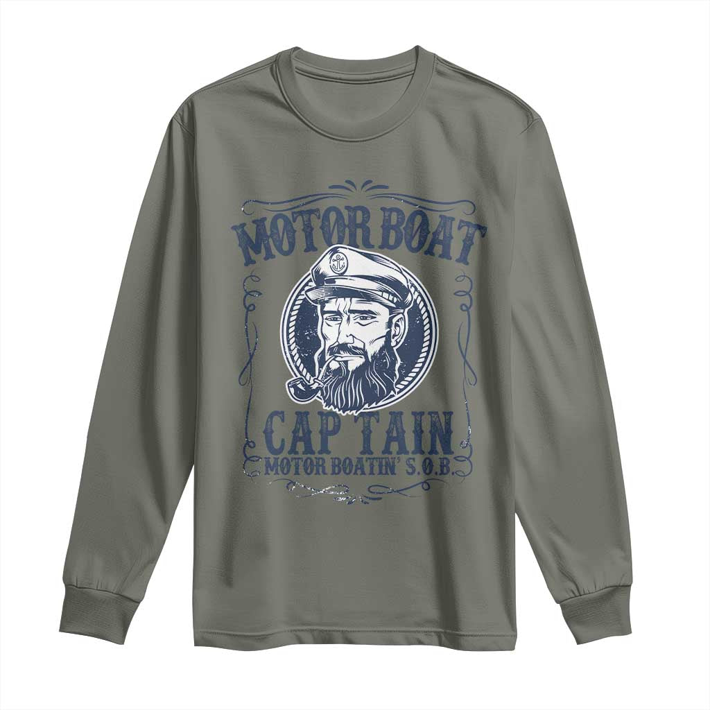 Motor Boat Captain Long Sleeve Shirt Funny Pontoon Boating Motor Boatin Lake Life