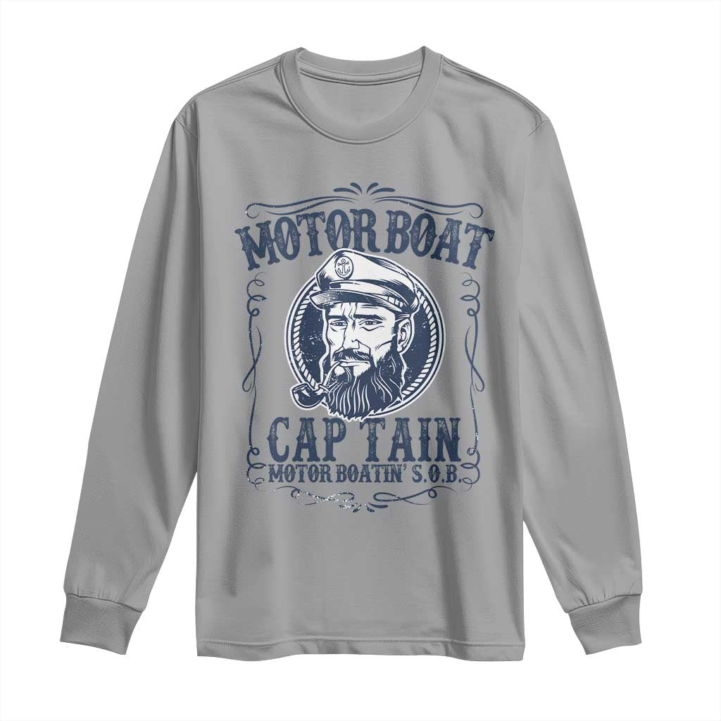 Motor Boat Captain Long Sleeve Shirt Funny Pontoon Boating Motor Boatin Lake Life