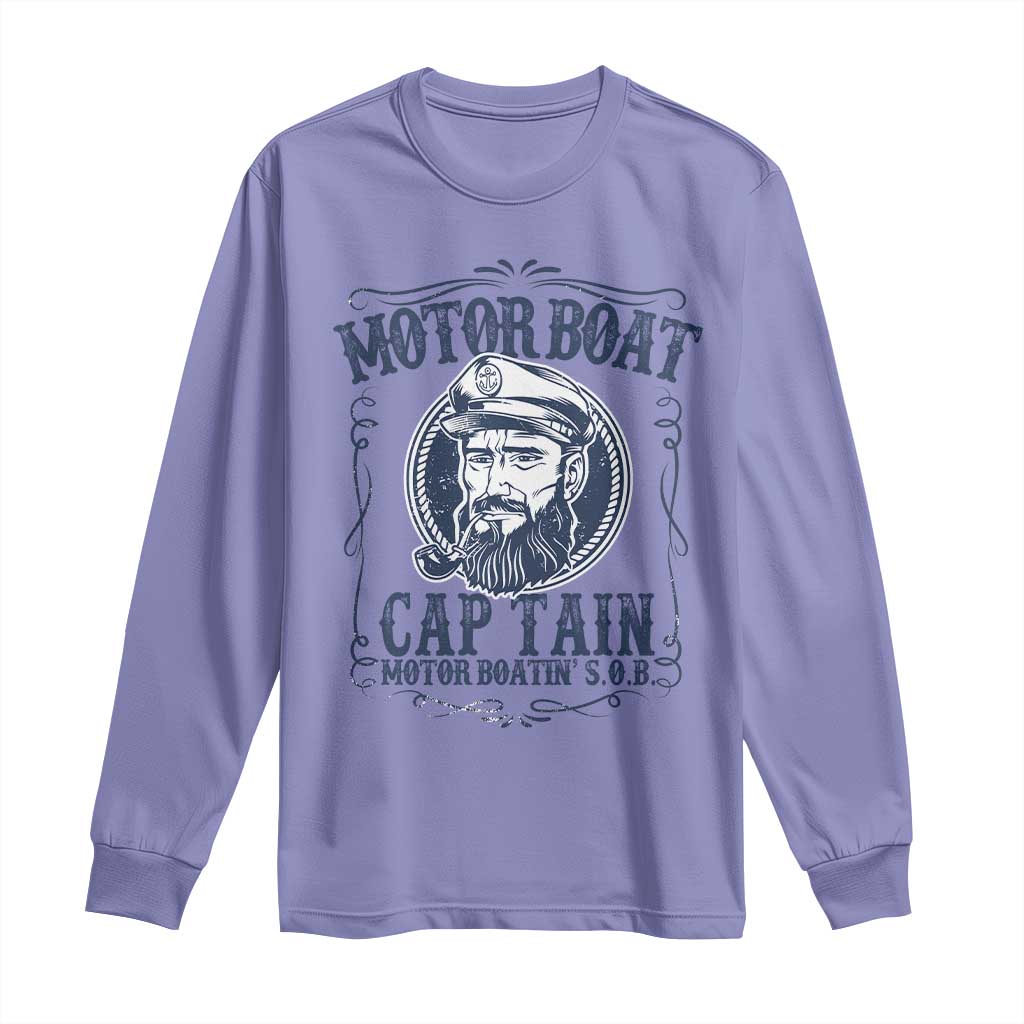 Motor Boat Captain Long Sleeve Shirt Funny Pontoon Boating Motor Boatin Lake Life