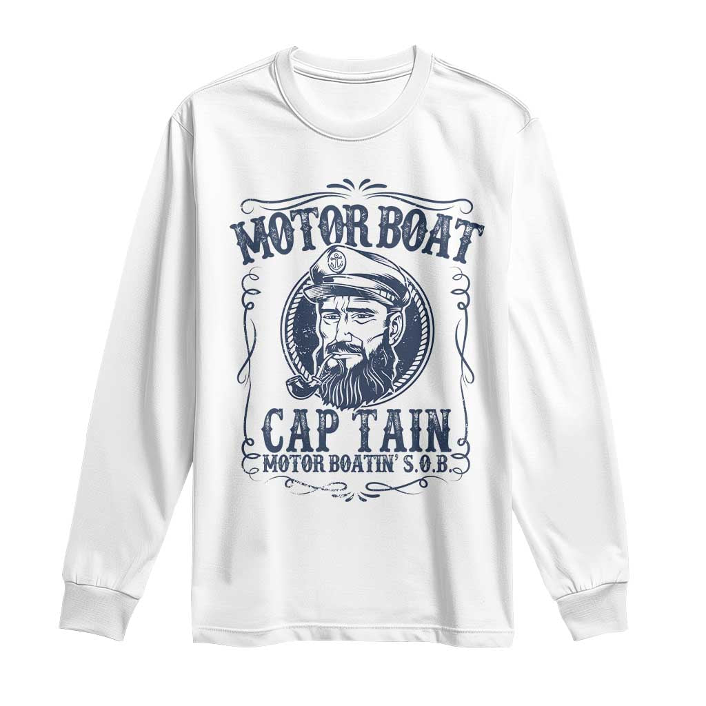 Motor Boat Captain Long Sleeve Shirt Funny Pontoon Boating Motor Boatin Lake Life