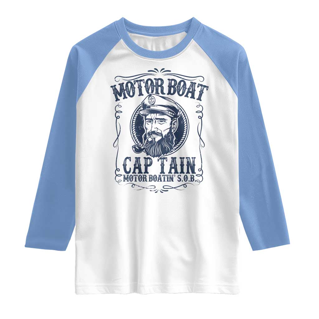 Motor Boat Captain Raglan Shirt Funny Pontoon Boating Motor Boatin Lake Life