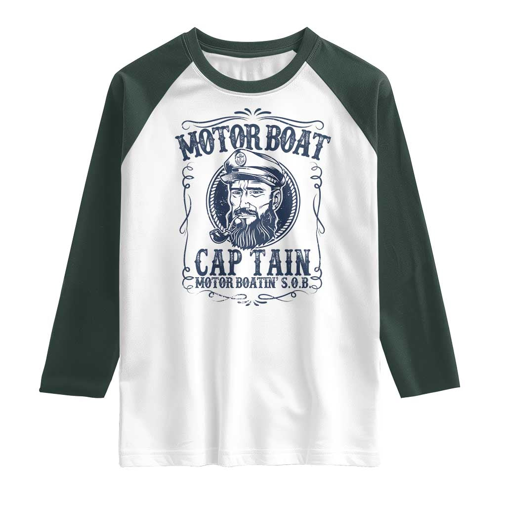 Motor Boat Captain Raglan Shirt Funny Pontoon Boating Motor Boatin Lake Life