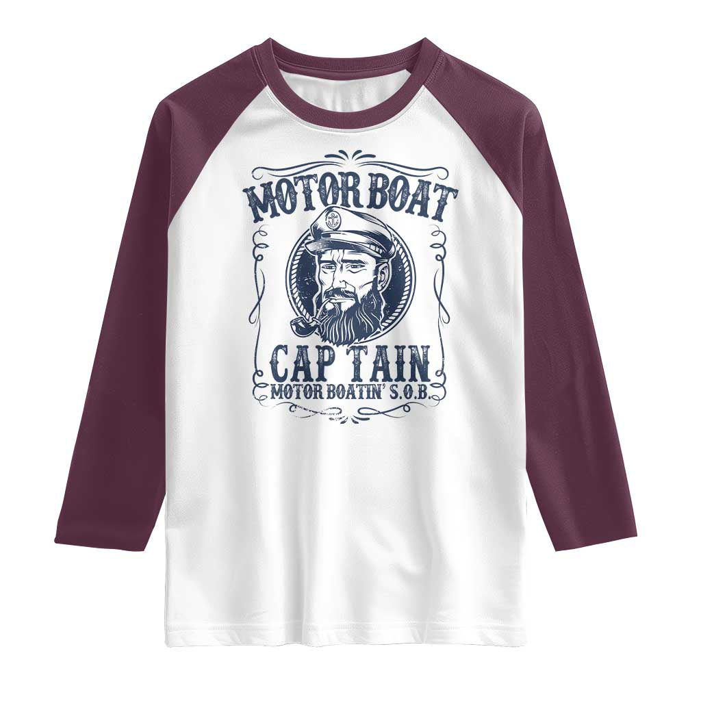 Motor Boat Captain Raglan Shirt Funny Pontoon Boating Motor Boatin Lake Life