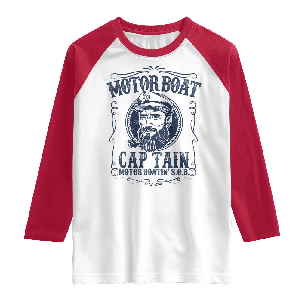 Motor Boat Captain Raglan Shirt Funny Pontoon Boating Motor Boatin Lake Life