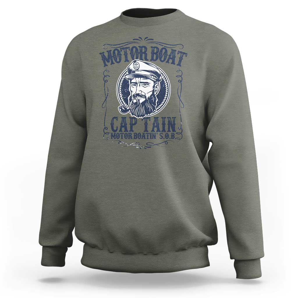 Motor Boat Captain Sweatshirt Funny Pontoon Boating Motor Boatin Lake Life