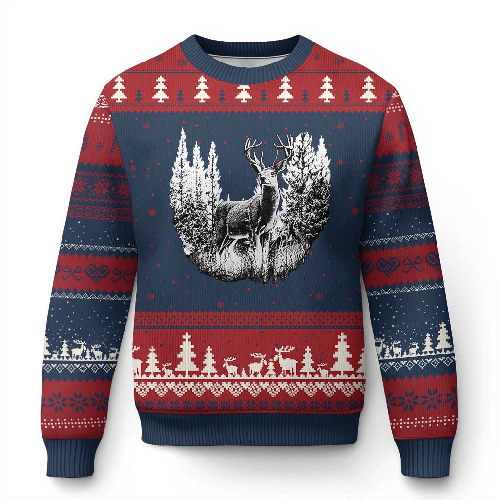 Deer Hunting Ugly Christmas Sweater Deer Forest Nature Lover Stag Hunter - Wonder Print Shop