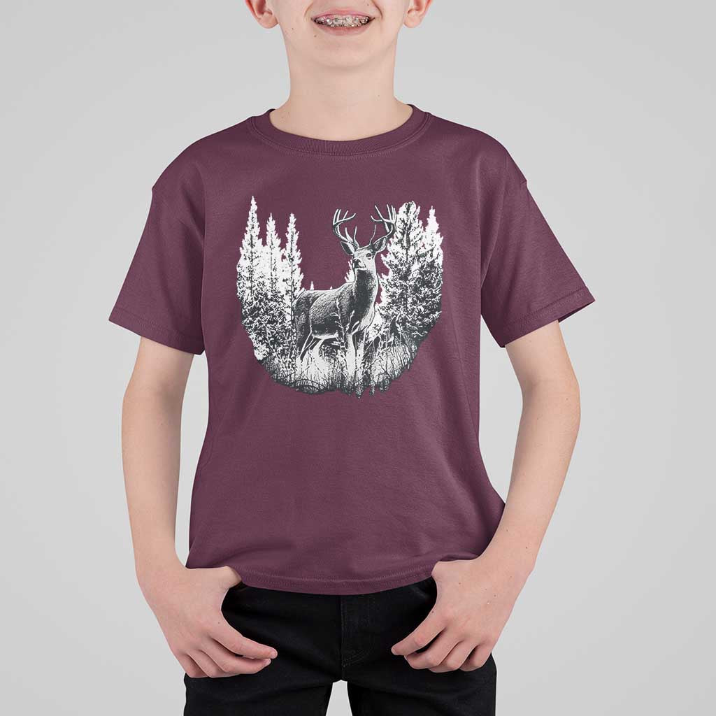 Deer Hunting T Shirt For Kid Deer Forest Nature Lover Stag Hunter