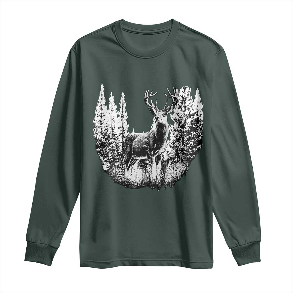 Deer Hunting Long Sleeve Shirt Deer Forest Nature Lover Stag Hunter