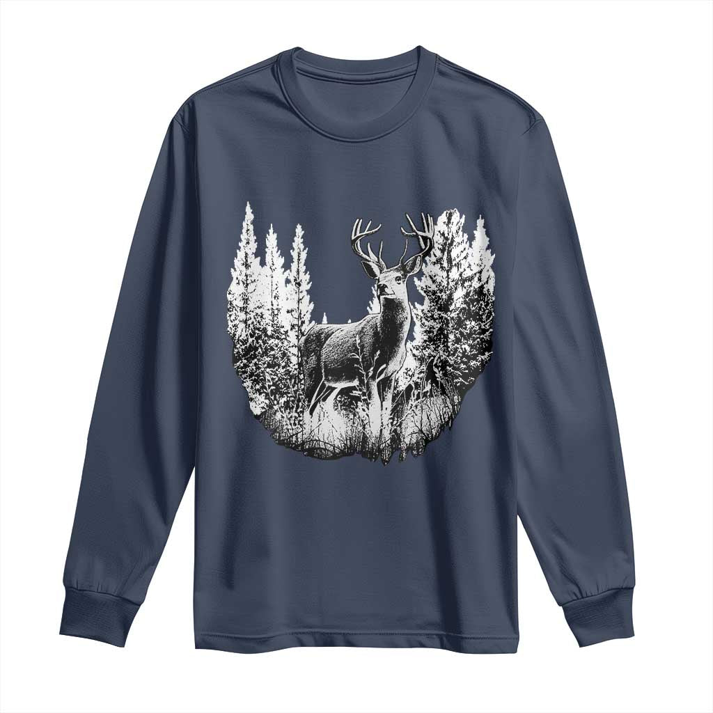 Deer Hunting Long Sleeve Shirt Deer Forest Nature Lover Stag Hunter