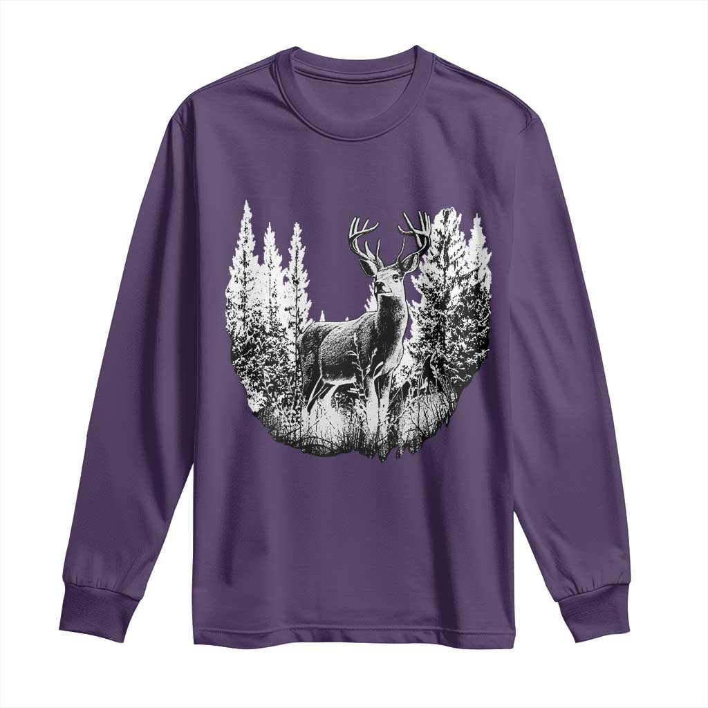 Deer Hunting Long Sleeve Shirt Deer Forest Nature Lover Stag Hunter
