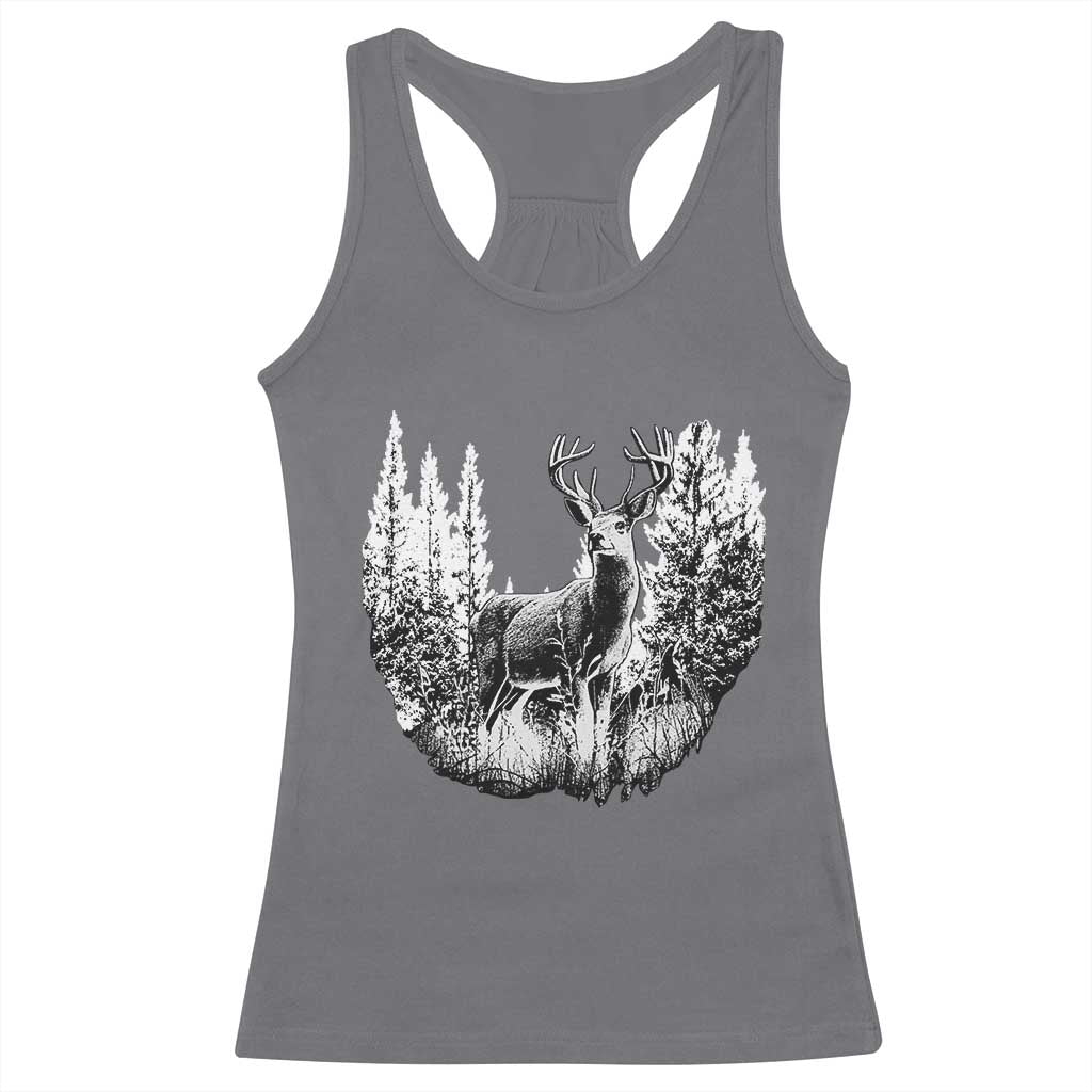 Deer Hunting Racerback Tank Top Deer Forest Nature Lover Stag Hunter