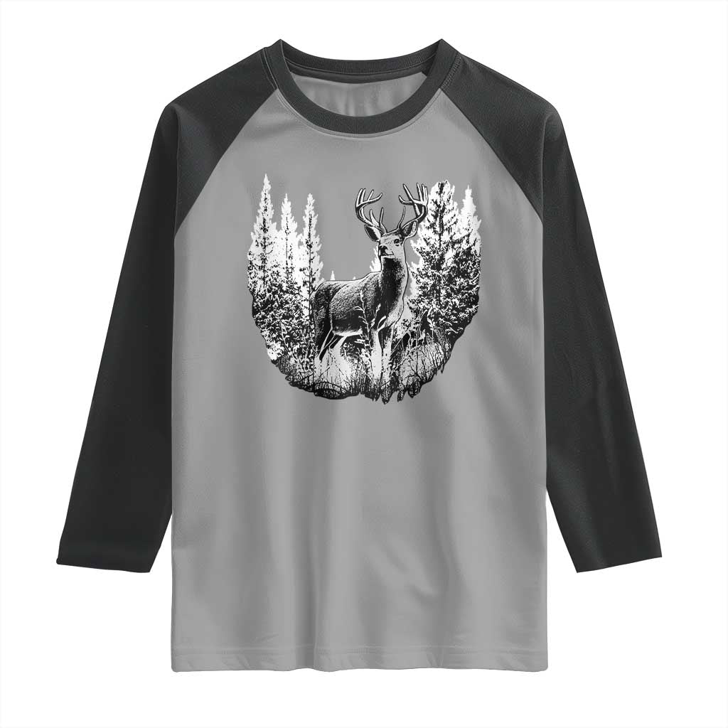 Deer Hunting Raglan Shirt Deer Forest Nature Lover Stag Hunter