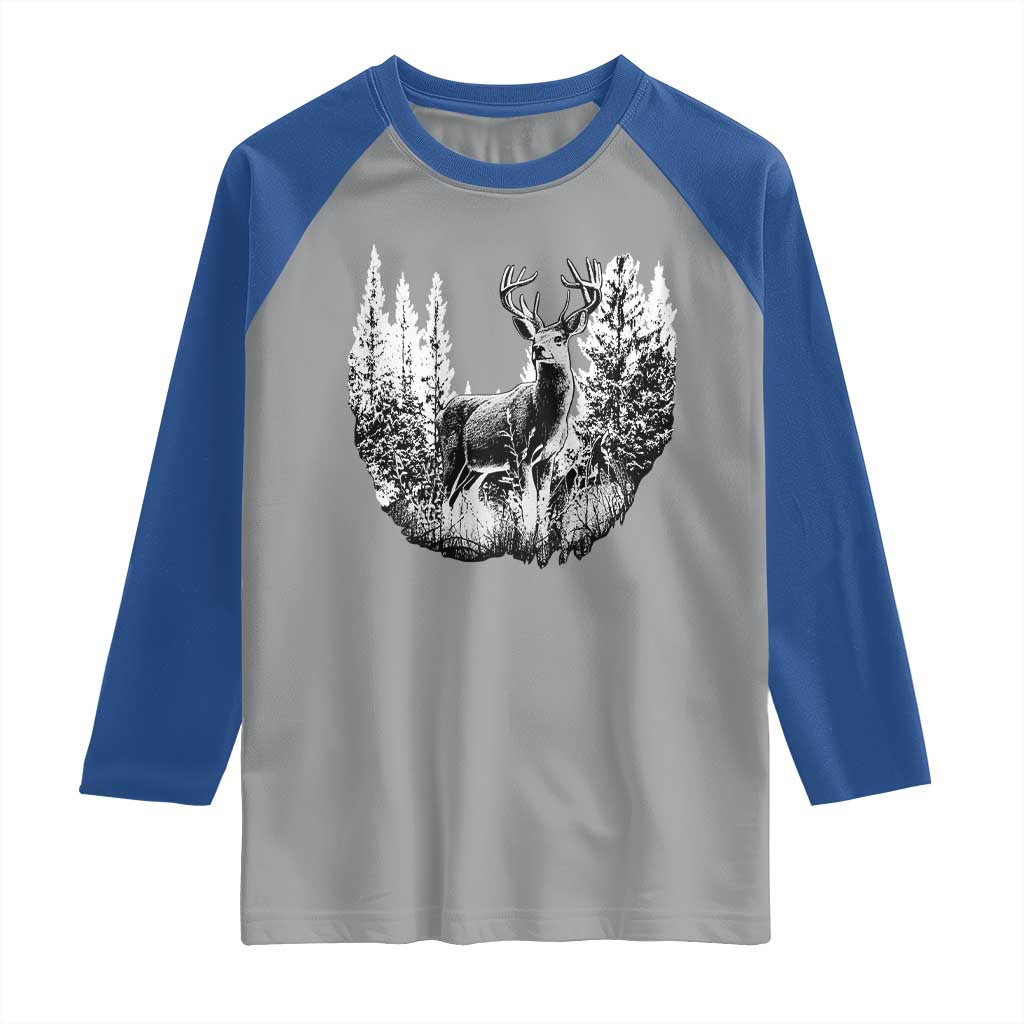 Deer Hunting Raglan Shirt Deer Forest Nature Lover Stag Hunter