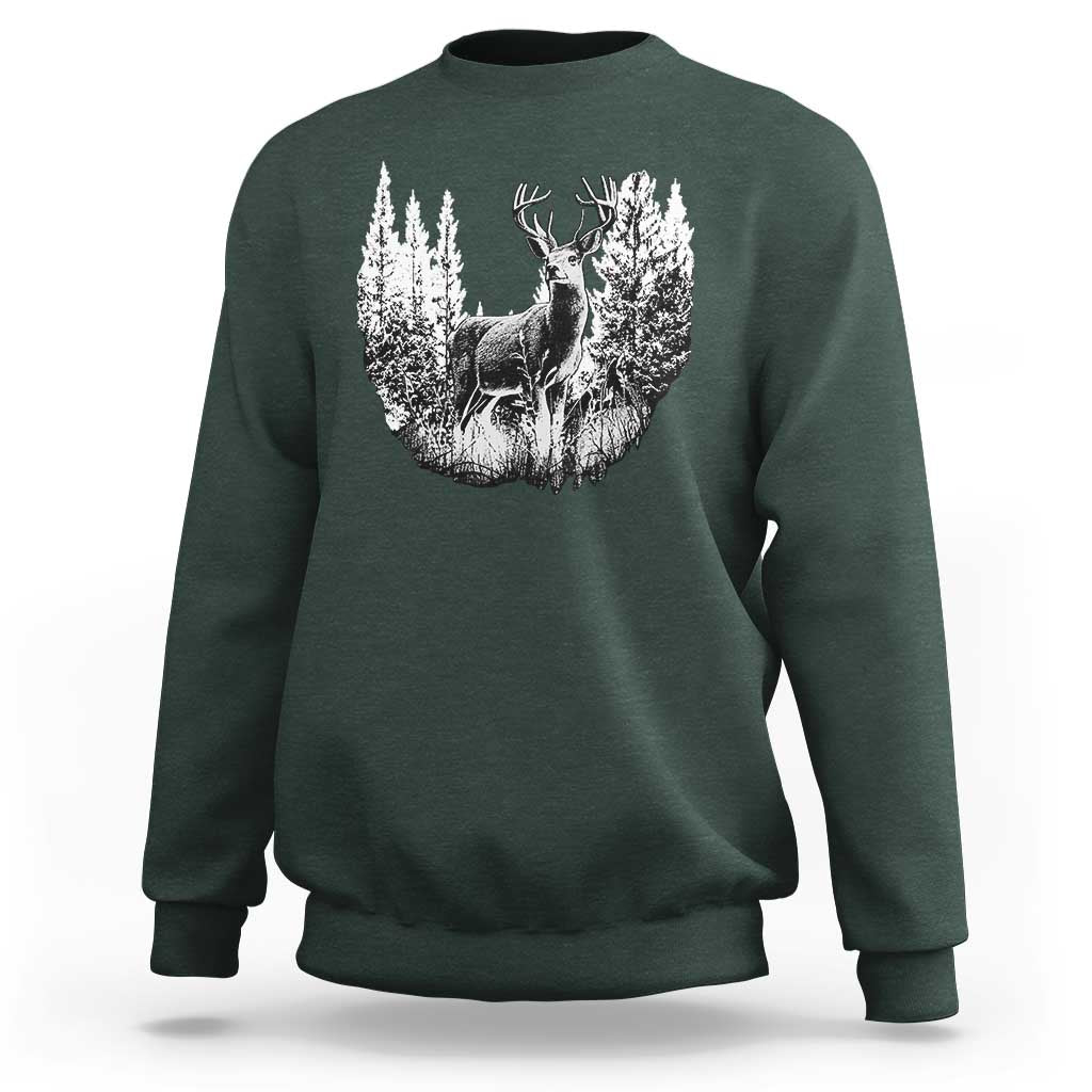 Deer Hunting Sweatshirt Deer Forest Nature Lover Stag Hunter