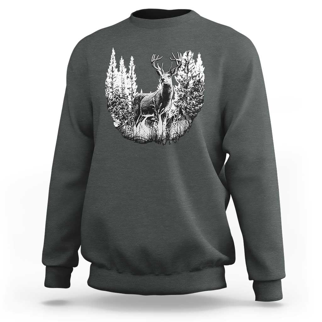 Deer Hunting Sweatshirt Deer Forest Nature Lover Stag Hunter